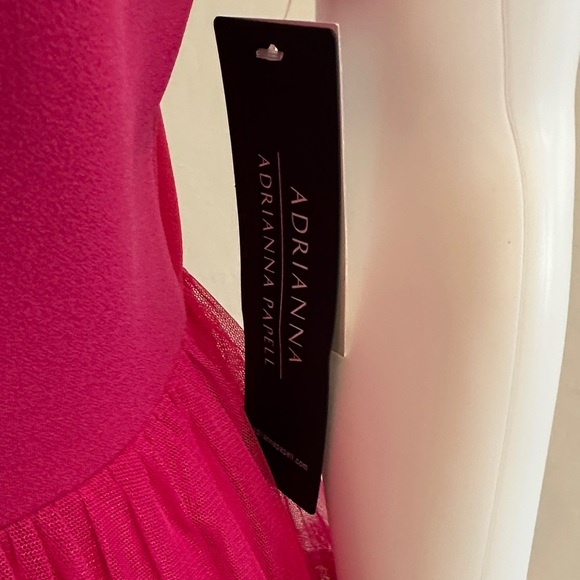 Adrianna Papell Vibrant Pink Tiered Midi Dress - Picture 5 of 9